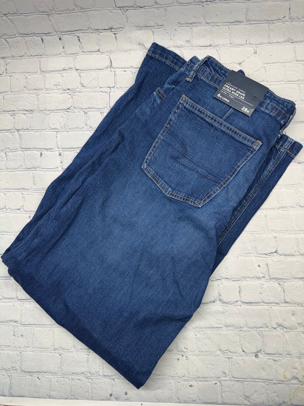 American Eagle Dreamy Drape Strigid Low-Rise Baggy Ultra Wide-Leg Jeans Size 6XL